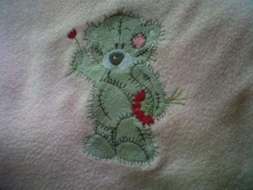 Pink Fleecy baby blanket - Tatty Teddy - Embroided