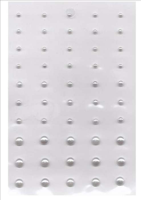 PEARLS:  self-adhesive half pearls - colour NATURAL  -  50 per packet - 3 SIZES