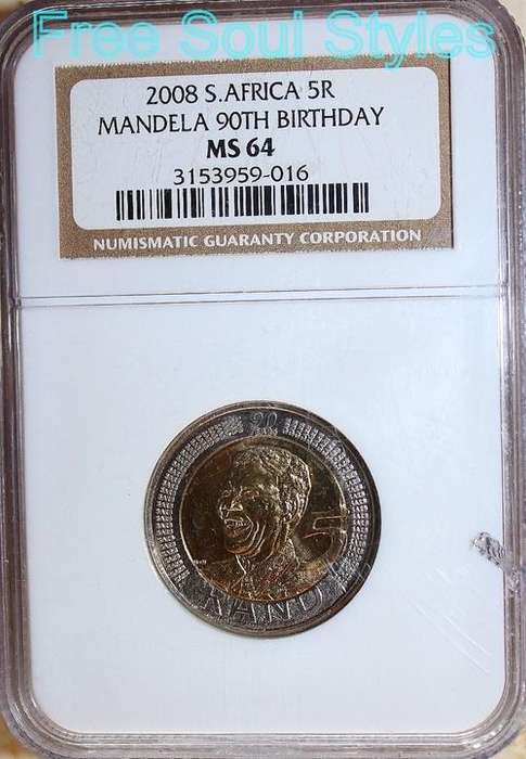 2008 90th Birthday Mandela R5 Coin NGC Graded MS 64