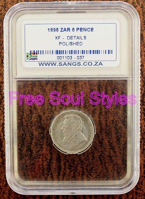 1896 ZAR 6 Pence SANGS Graded XF Details