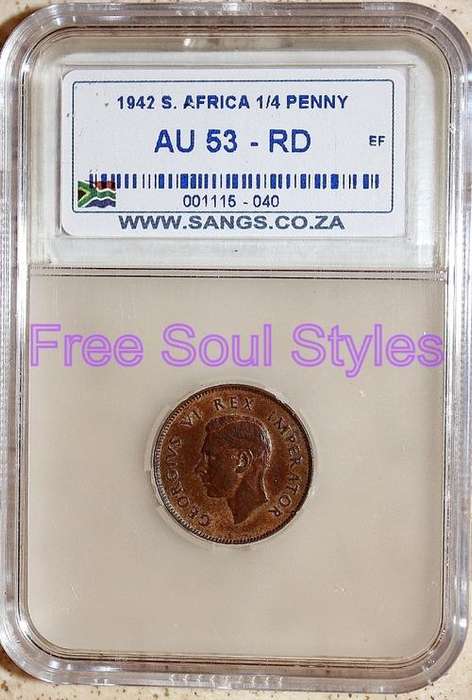 1942 1/4 Penny SANGS Graded AU 53 RD
