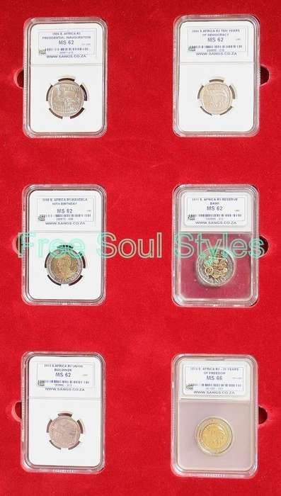 Beautiful Set of 6 Rainbow Nation Iconic Coins - In Wooden and Velvet Box