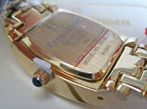 R1 AUCTION RETAIL R10,314.58 Krug-Baumen LADIES Tuxedo Gold  4X REAL Diamond BLACK Dial Gold Strap
