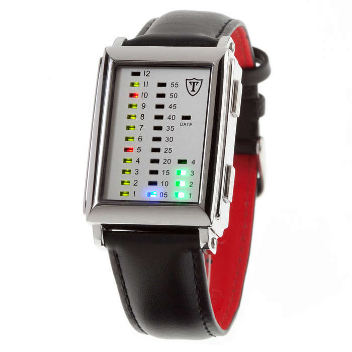 **New** DETOMASO Spacy Timeline Mens Wrist Watch Stainless Steel LED Binary Display Watch