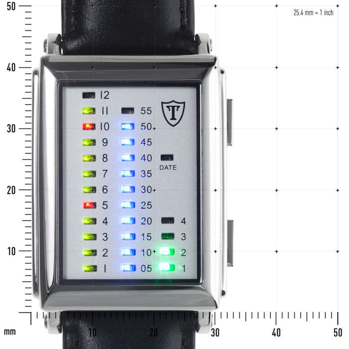 **New** DETOMASO Spacy Timeline Mens Wrist Watch Stainless Steel LED Binary Display Watch