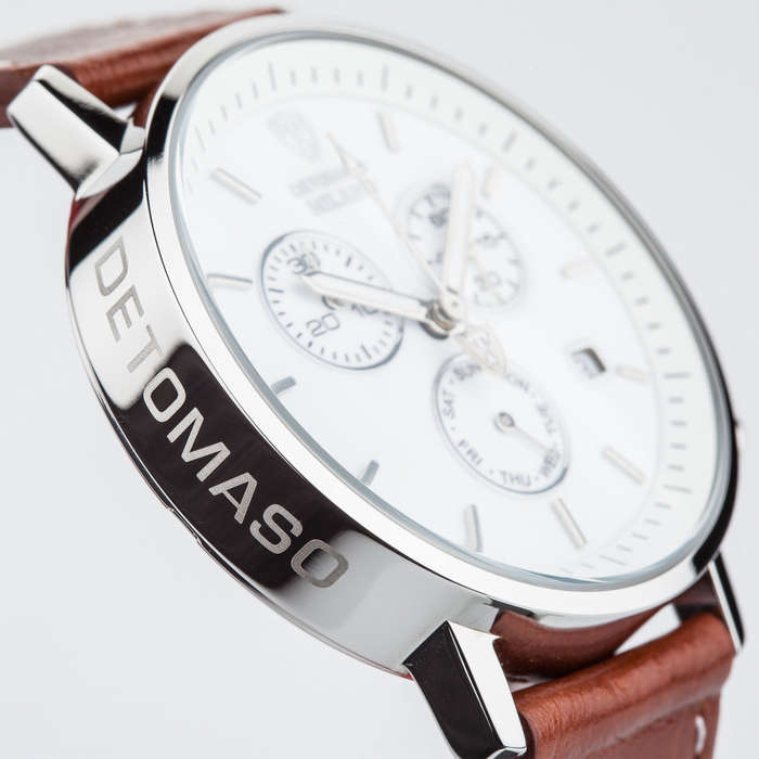 DETOMASO Milano Mens Watch Classic Chronograph Stainless Steel  Brown Leather watch