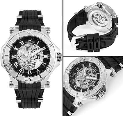 Retail: R15,069.00 Aquaswiss Unisex Bolt G Automatic Movement Chronograph with Black Silicone Band