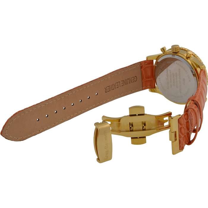 Retail: R14,366.90 Krug Baümen Air Traveller  8 Real Diamond 18K IGP Gold Dial Orange Watch