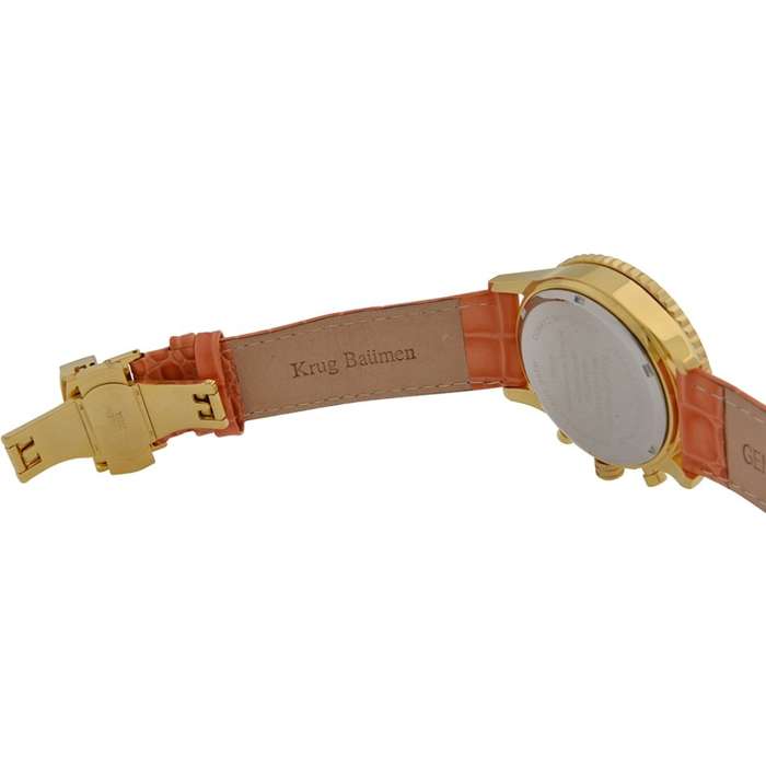 Retail: R14,366.90 Krug Baümen Air Traveller  8 Real Diamond 18K IGP Gold Dial Orange Watch