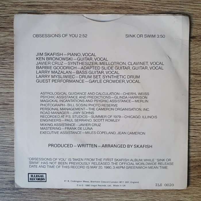 Skafish - Obsessions of You 7`/single (1980 UK import) VG/VG+
