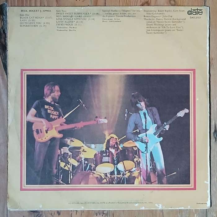 Beck, Bogert & Appice (self-titled) LP/Album (1973 SA press) VG/G+