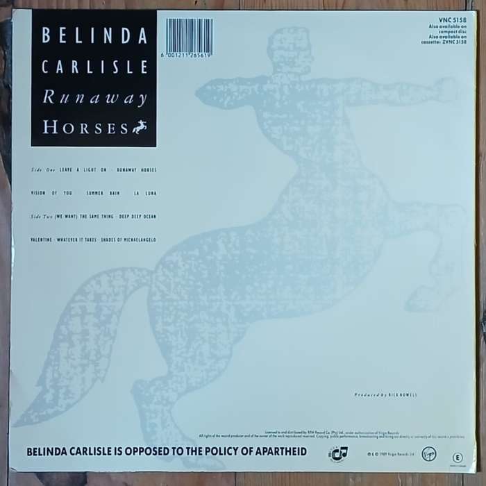 Belinda Carlisle - Runaway Horses LP/Album (1989 SA press) VG+/VG+