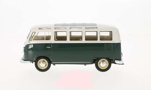 Volkswagen T1 Sambabus 1963 dk.green+white 1/24 Welly NEW+boxed  #2165 instant wheels