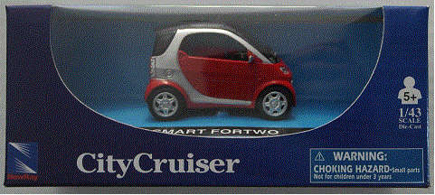 Smart fortwo red 1/43 NewRay NEW+boxed #4738 instant wheels