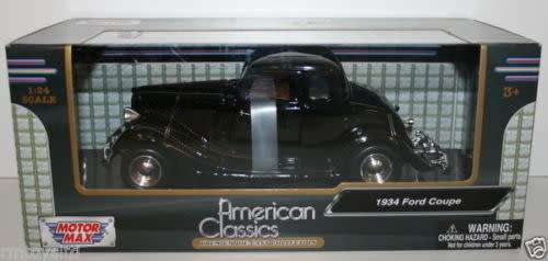 Ford Coupe 1934 black 1/24 Motormax NEW+boxed   #2174 instant wheels