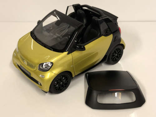 Smart fortwo Cabriolet 2015 black+yellow 1/18 Norev NEW+boxed  #8999 instant wheels
