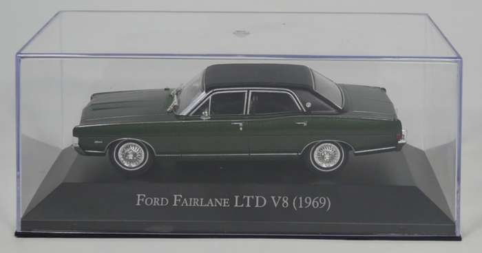 Ford Fairlane LTD V8 1969 dk.green/black.rf. 1/43 IXO/Salvat NEW+boxed *5975 instant wheels