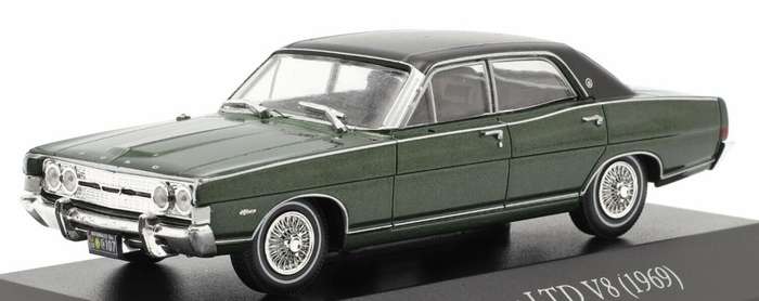 Ford Fairlane LTD V8 1969 dk.green/black.rf. 1/43 IXO/Salvat NEW+boxed *5975 instant wheels