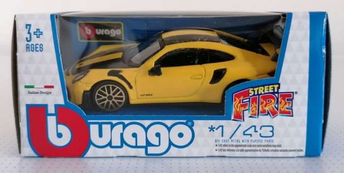 Porsche 911 (991.2) GT2 RS 2023 yellow/black 1/43 Bburago NEW+boxed *5985 instant wheels