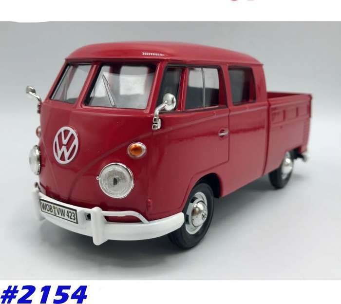 Volkswagen T1 double-cab pick-up 1959 red 1/24 Motormax NEW+boxed   #2154 instant wheels