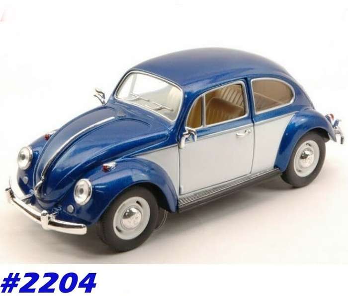 Volkwagen Beetle 1967 blue+white 1/24 Kinsmart NEW+boxed  #2204 instant wheels