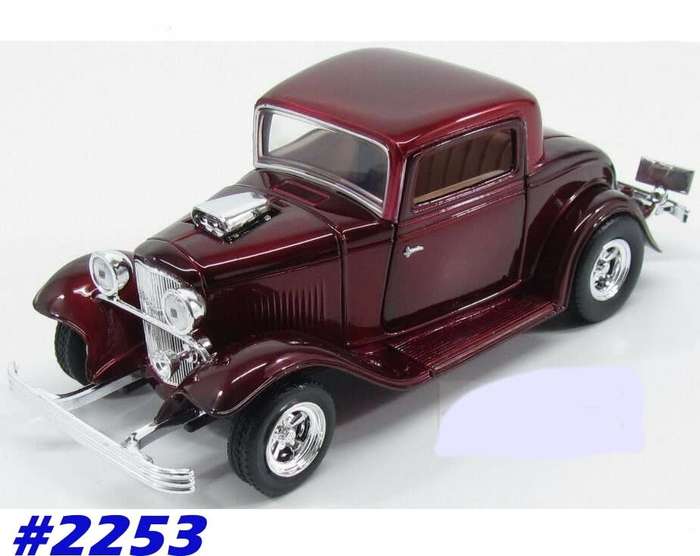 Ford Coupe 1932 red-met 1/24 Motormax NEW+boxed  #2253 instant wheels