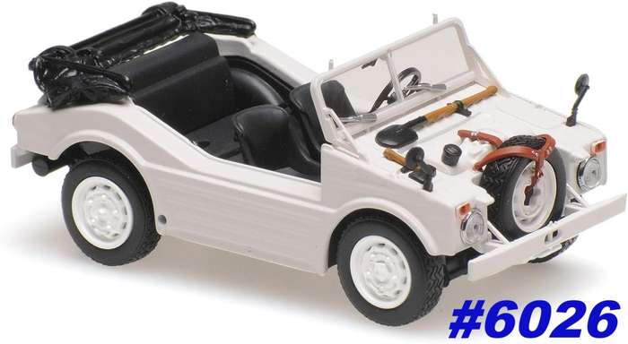 Porsche 597 Jagdwagen (Hunting Car) 1954 white 1/43 Maxichamps NEW+boxed #6026 instant wheels