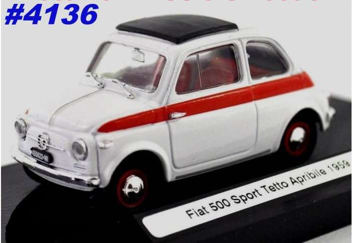 Fiat 500 Sport 1959 white 1/43 Brumm NEW+boxed #4136 instant wheels