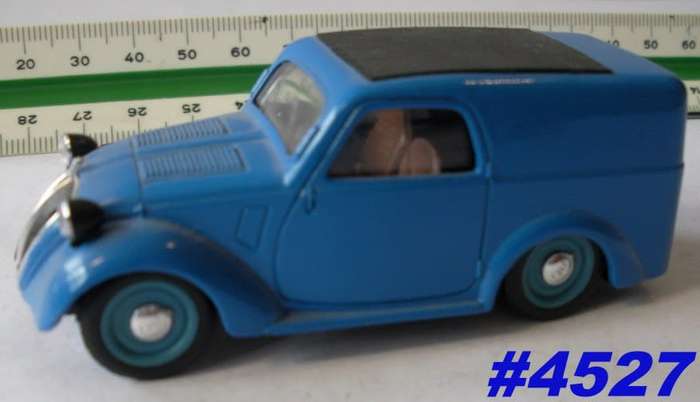 Fiat 500C Publicitario van 1939 blue 1/43 Brumm NEW+showcased  #4527 instant wheels