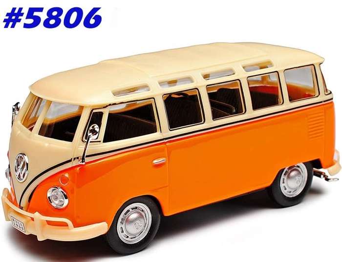 Volkswagen T1 Samba Bus 1962 orange 1/43 Cararama NEW+boxed  #5806 instant wheels