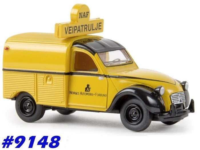 Citroen 2CV 1972 yellow Norway Hi-way assist NAC 1/87 Brekina  #9148 instant wheels