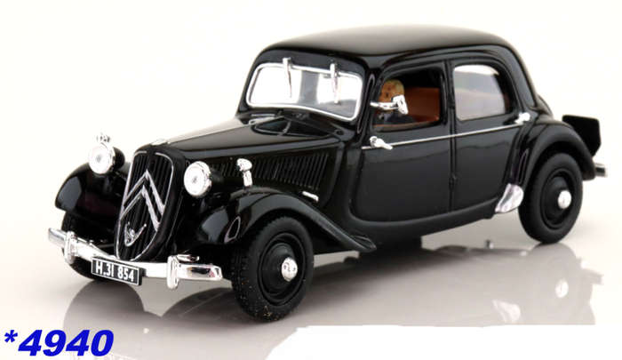 Citroen Traction Avant 15 SIX 1952 black 1/43 Atlas NEW+reblistered #4940 instant wheels