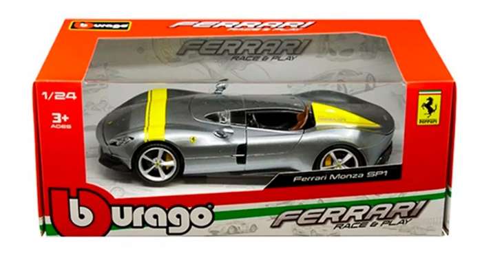 Ferrari Monza SP1 2019 silvergrey 1/43 Bburago NEW+boxed #6100 instant wheels