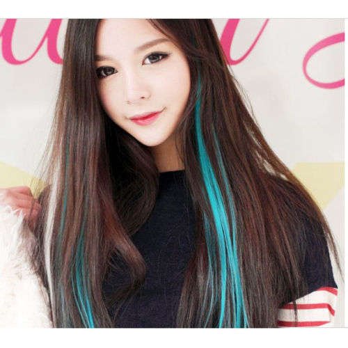 Cool " Light Blue " Colour Synthetic Hair Extension