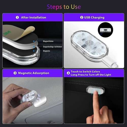 Rechargeable & Wireless Mini LED Touch Multi Colour Ambient Vehicle or Home Interior Light