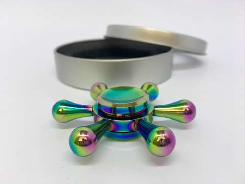 Fidget Spinner Metal 6 Arm / Point / Side Multicolour Rainbow Chameleon Teardrop Hand Finger Spinner