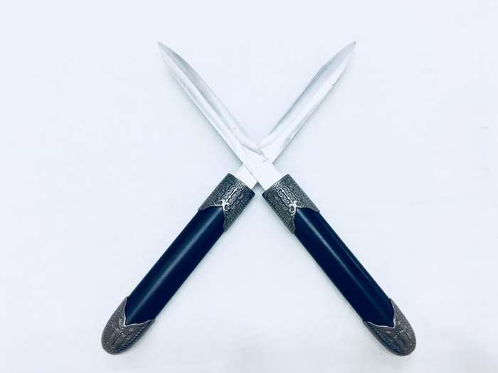 Detachable Double Bladed Knife Staff Two Sword Blade Ninja  Short Sword Steel Metal Baton Dagger