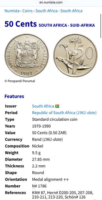 1974 Partial Proof Set - Includes 1/2c-50c in SA Mint Box. Brilliant Proof Coins.