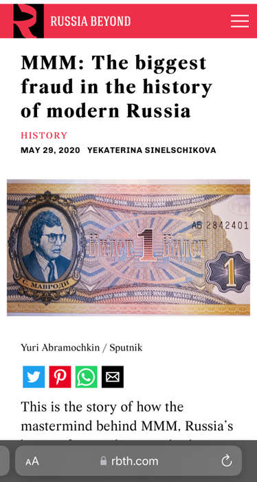 MMM Russian UNC Bank Notes X 3 - Biggest Russian Ponzi scheme. 100 is a Rare note