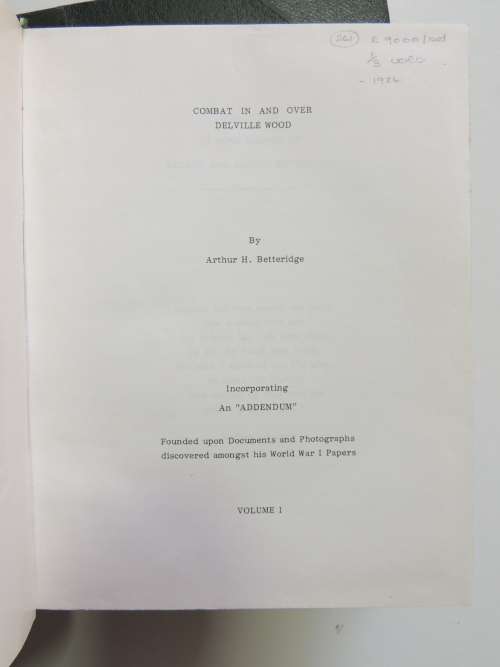 Combat In And Over Delville Wood  3 Vols - Arthur H. Betteridge