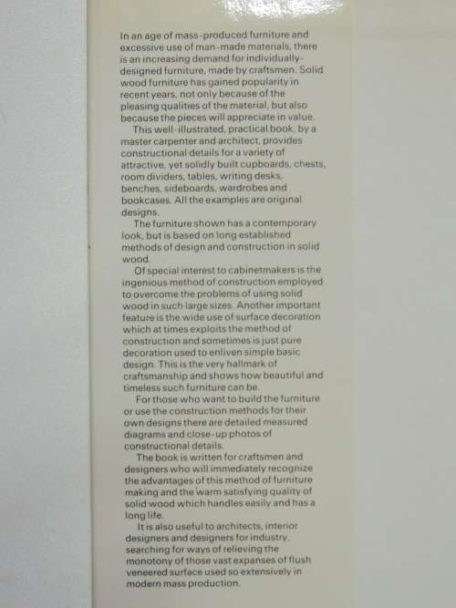 Modern Cabinetmaking in Solid Wood - Franz Karg