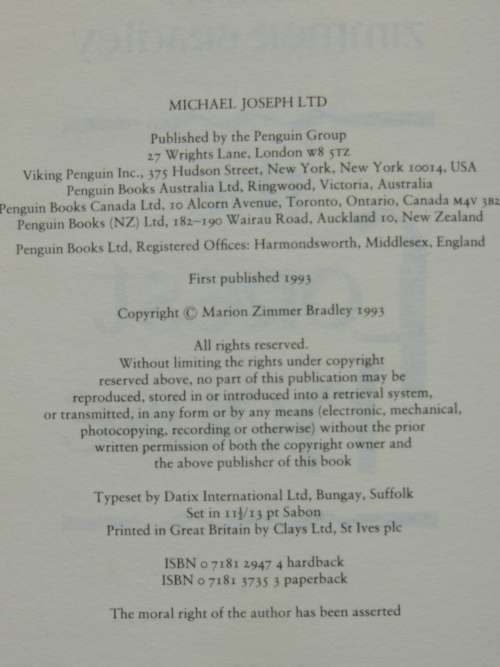 The Forest House - Marion Zimmer Bradley - FIRST EDITION 1993