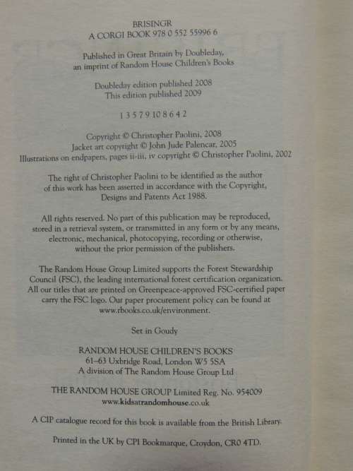 Brisinger - Inheritance Book 3 - Christopher Paolini