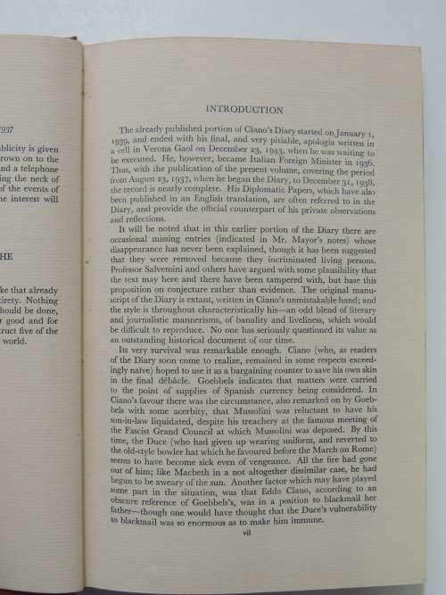 Ciano`s Diary 1937-1938 - Translated by Andreas Mayor
