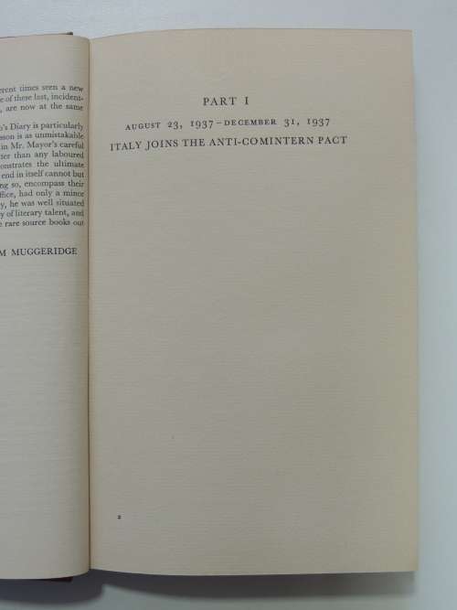 Ciano`s Diary 1937-1938 - Translated by Andreas Mayor