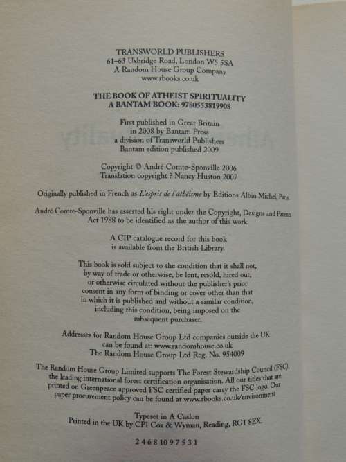 The Book of Atheist Spirituality,An Elegant Argument forSpirituality without God - Andre Comte-Sponv