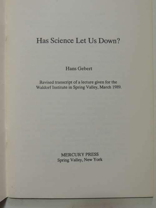 Has Science Let us Down - Hans Gerbert