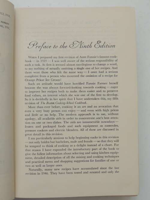 The New Fanny Farmer Boston Cooking-School Cook Book - Fanny Merrit Farmer 9th edition, 1951
