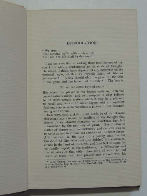 A W McGregor, Rhodes Scholar, Oriel College, Oxford. 2nd Lt, 9th Black Watch - A Memoir by his Fathe