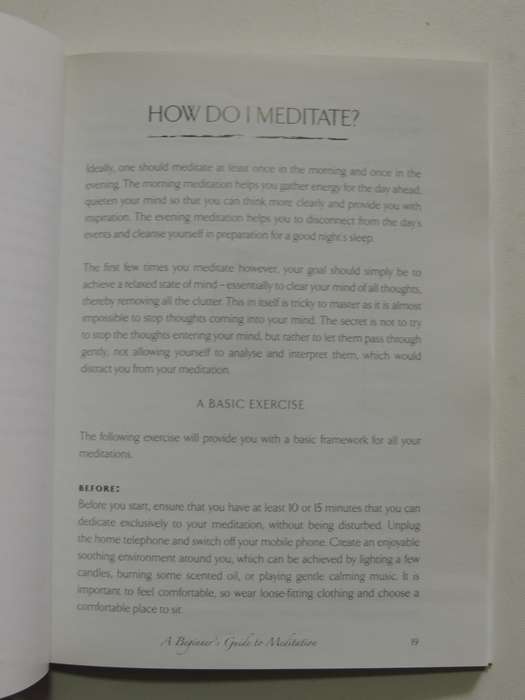 A Beginners Guide to Meditation - Mario & Eliana De Camillis    INSCRIBED   CD Included
